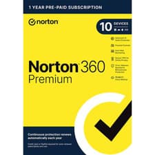 Norton 360 Premium 10 Devices 2026 VPN Antivirus Cloud Software 12 Months Retail
