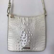 Brahmin White Croc Embossed Shoulder Handbag Old Money Luxury