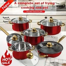 12pcs Stainless Steel Cookware Set – 6 Nonstick Pots & Pans with Matching Lids