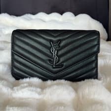 Ysl Saint Laurent Black Wallet and Chain Crossbody Strap
