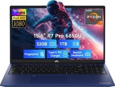 15.6" FHD Gaming Laptop 8 Cores AMD Ryzen 7 Pro 6850U 32GB LPDDR5 RAM 1TB SSD