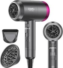CONFU Ionic Blow Dryer 1600W, Lightweight Fast Drying Negative Ion Hairdryer